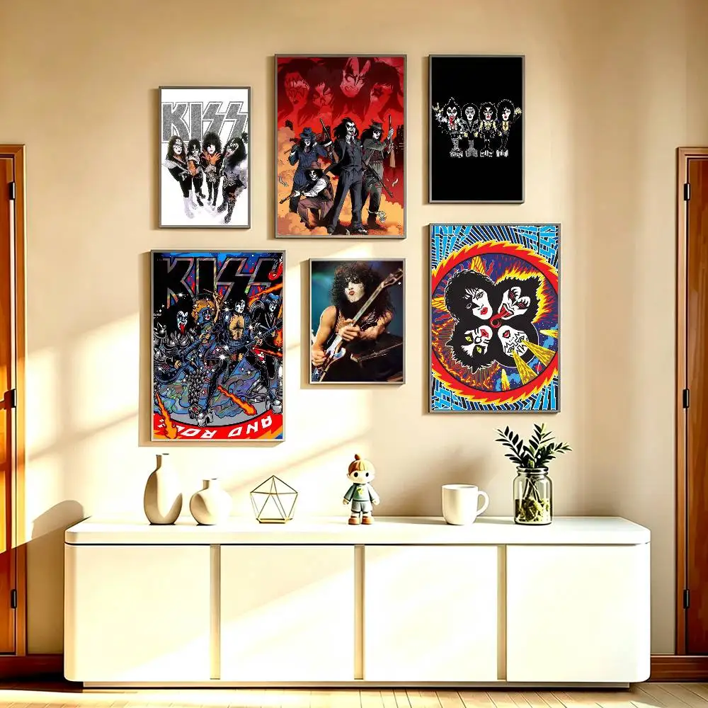 The KISS Rock B-band Poster Waterproof Wall Art Sticker For Bar Living Room Vintage Decor High Quality Print Gift