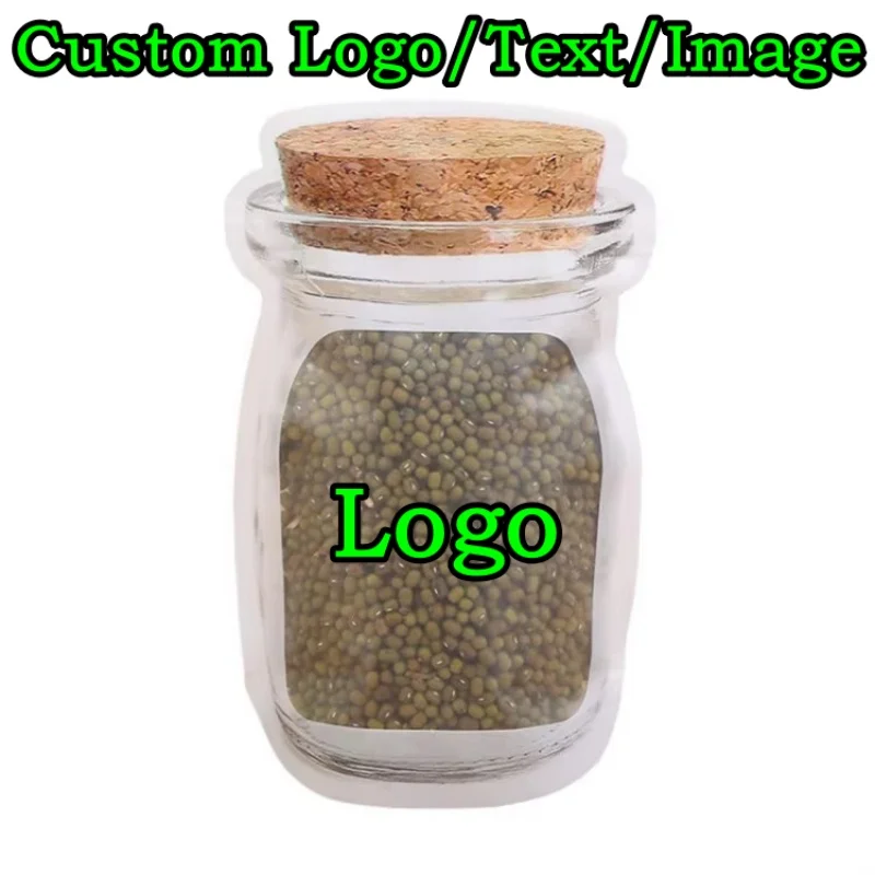 

100PCS Wooden Lids Mason Jar Bottle Packaging Bag DIY Logo Cocoa Tea Matcha Drip Candy Snack Spice Coffee Sugar Storage Pouches