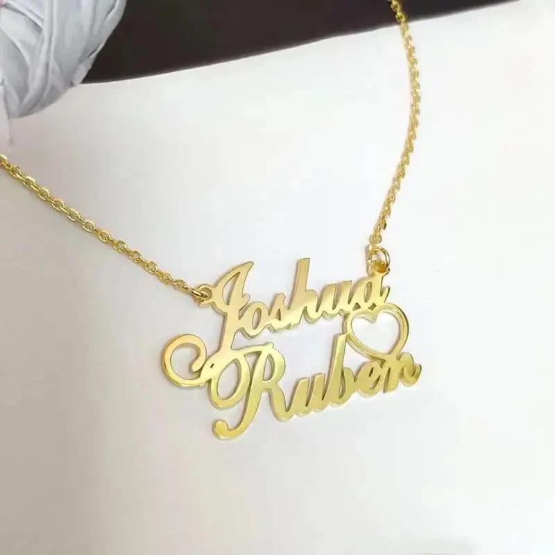 Collar de amor con doble nombre personalizado para pareja, colgante de doble nombre personalizado, joyería de acero inoxidable, regalos del Día de