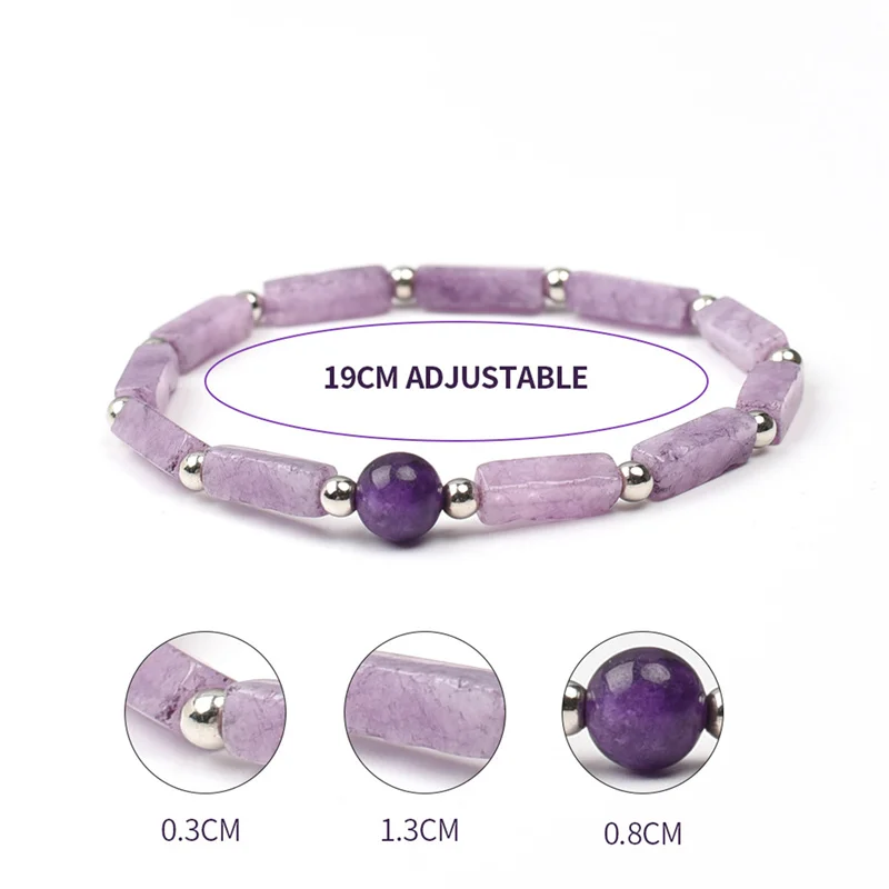 SE New 1pc Purple Natural Amethyst Body-purify Slimming Bracelet Stone Energy Bracelets for Women Fatigue Relief Yoga