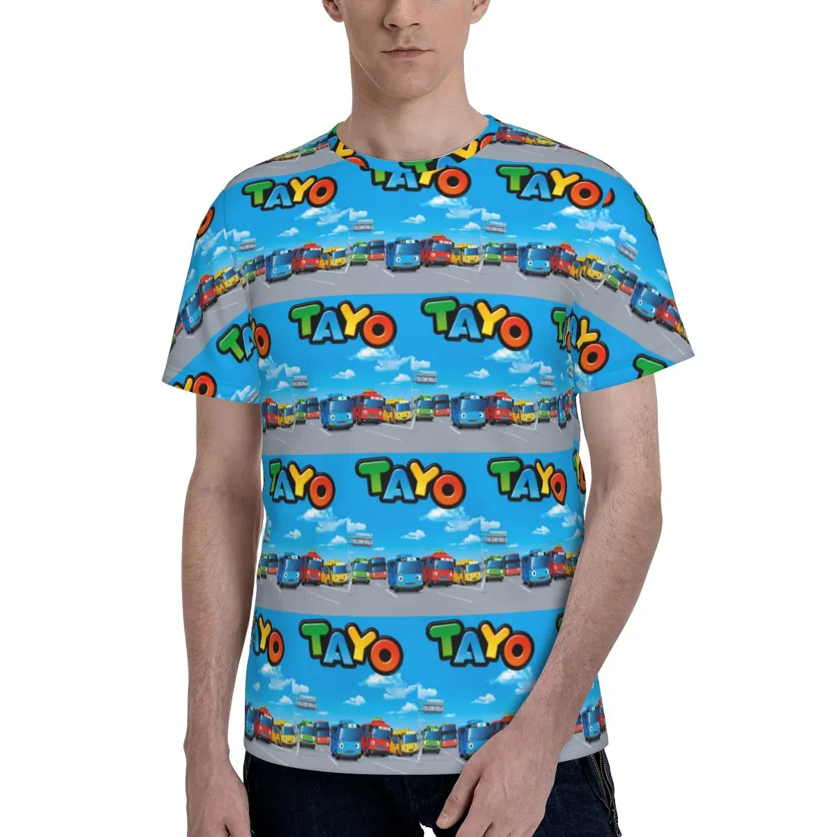 Tayo The Little Bus T-Shirt for Men Cotton T Shirts Men's Tees Short Round Neck Summer Clothes Tops