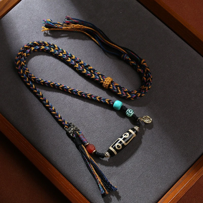 

Tibetan style handmade high-end necklace rope paired with Tianzhu pendant, hanging rope pendant, sweater chain, ethnic style
