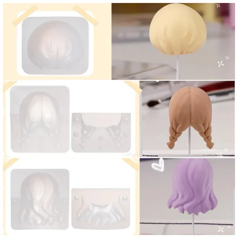 Hair Silicone Mold Braid/long Curly Hair/rear Hair Mold Polymer Clay Tool DIY Ultra-light Clay Doll Hair Model Making Hand Tool
