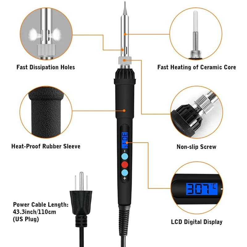 LUDA Wood Burning Tool Set DIY LCD Display Burner Adjustable Temperature For Embossing Carving Welding Tip