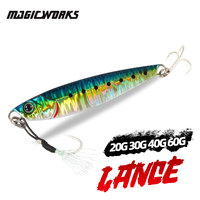 Magic Works Sea Jigging Lures for Fishing 20g 30g 40g 60g Artificial Bait Metal Jig Saltwater Fishing Bassdash Fake Fish Baits