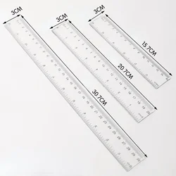 15cm 20cm 30cm Straight Ruler Transparent Plastic Ruler Drawing Tool Desk Accessories Student Stationery School Office Supplies