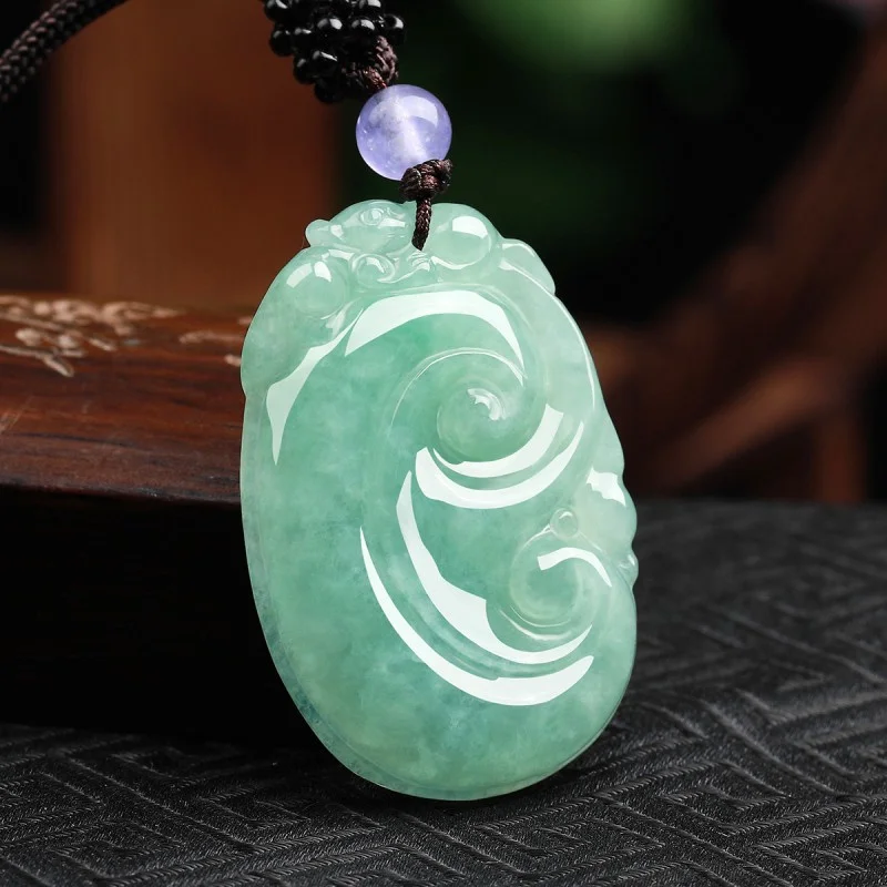 

Jade Lucky Pendant Natural Ice Jadeite Jadeite Pendant for Men and Women Couples MyanmarAGoods