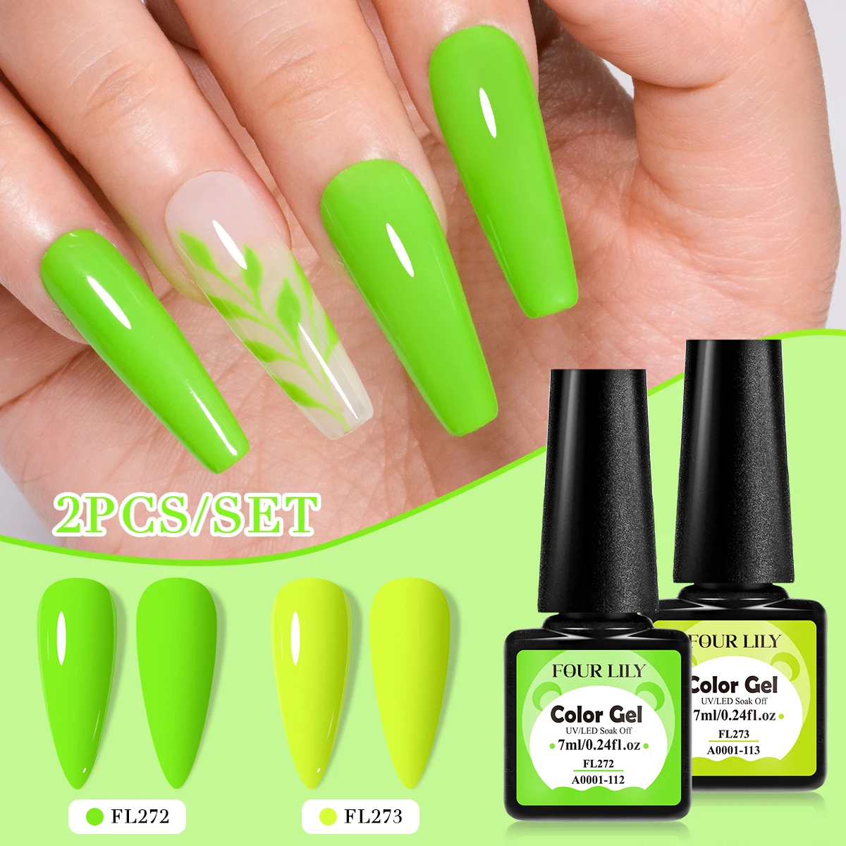 2pcs Gel Nail Polish Kits Pink Red Green Glitter Long-Lasting Nail Art Gel Set for Nail Salon DIY Manicure Soak Off UV Vernis