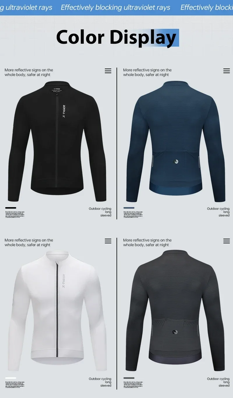 X-TIGER Radtrikot mit langen Ärmeln und Reißverschluss, Sport-Radtrikot für Herren, professionelle, figurbetonte Fahrradbekleidung, Herren-Radtrikot. – Detail 4