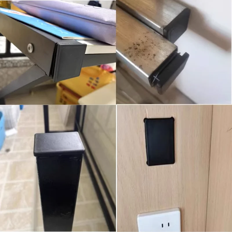 16pcs Black Plastic Steel Square Pipe Plug Furniture Accessory Leg Plug Anti Slip Feet Protector Pad Tube Blanking End Cap