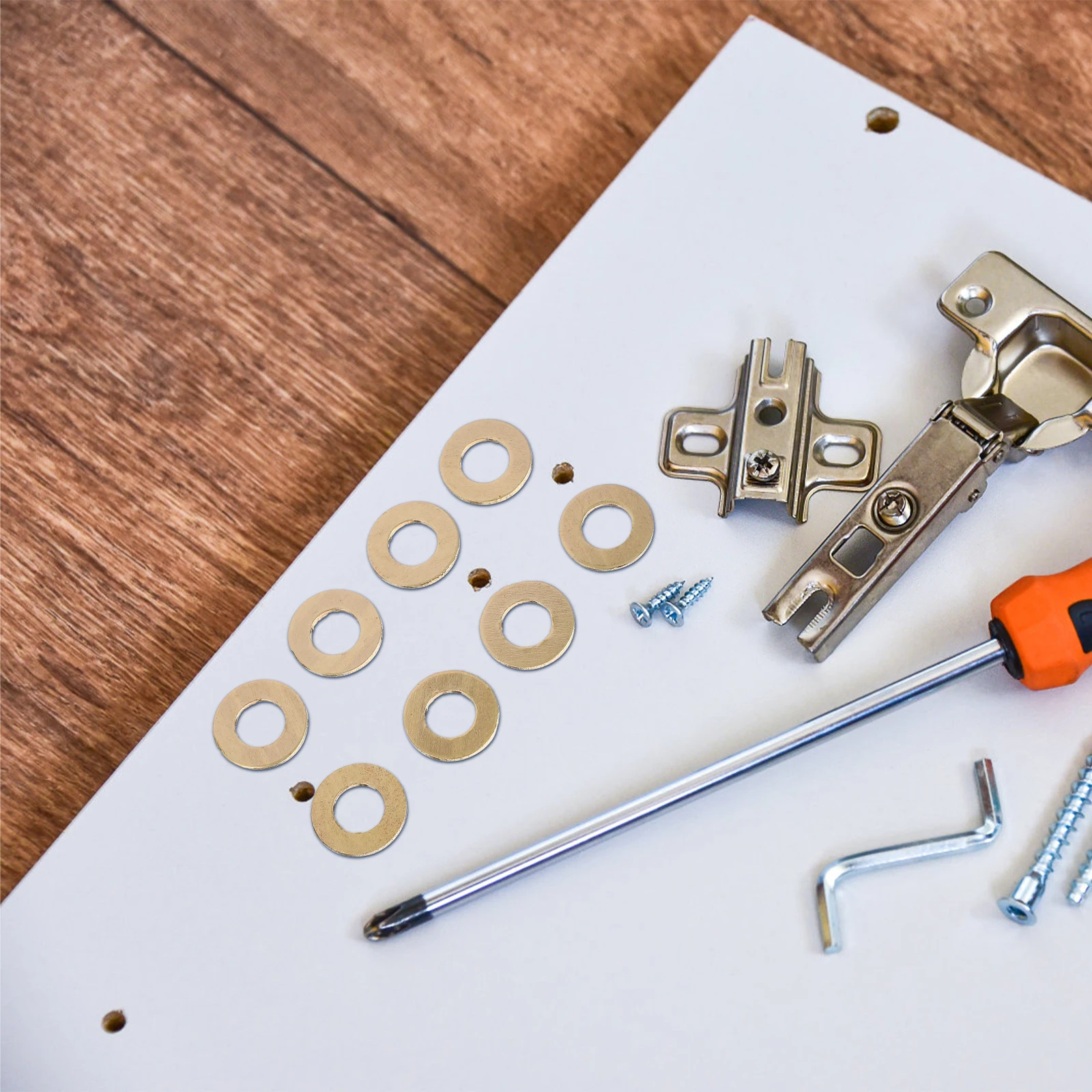 

100 pcs Flat Washers 10Mm Yellow Brass Round Sealing Crush Washer For Furniture Appliance Auto Parts Flat Brass Gasket