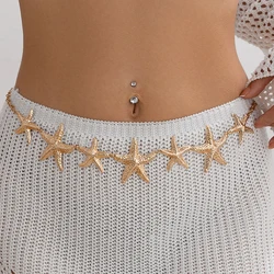 Ingemark Punk Vintage Metal Starfish Petal Flower Waist Chain for Women Summer Beach Bikini Belly Belt Y2K Jewelry Accessories