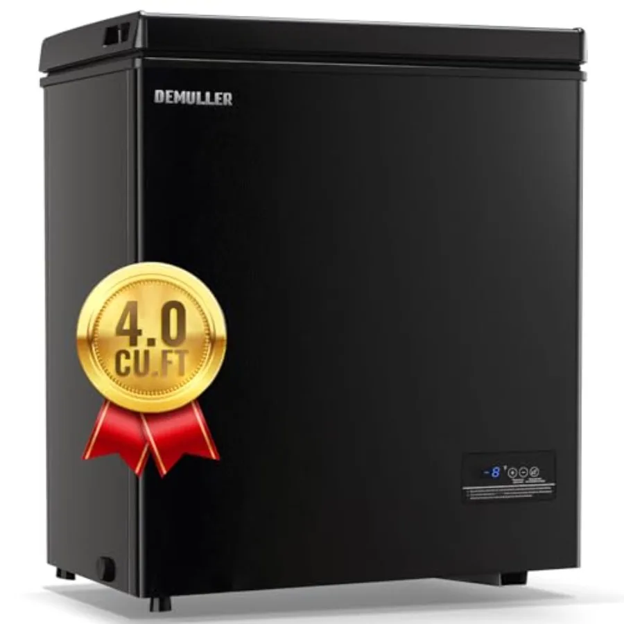 

4.0 Cu.Ft Deep Freezer with Electronic Control for Compact Spaces: Freestanding Mini Freezer with 2 Hanging Stainless Steel Bas