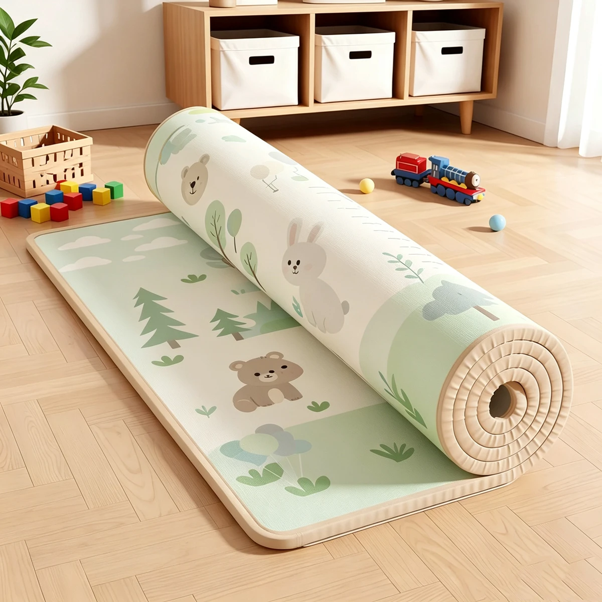 Portable Baby Crawling Pad Double Sided Printed Waterproof Non Slip Foldable Toddler Activity Floor Play Mat for Home Travel