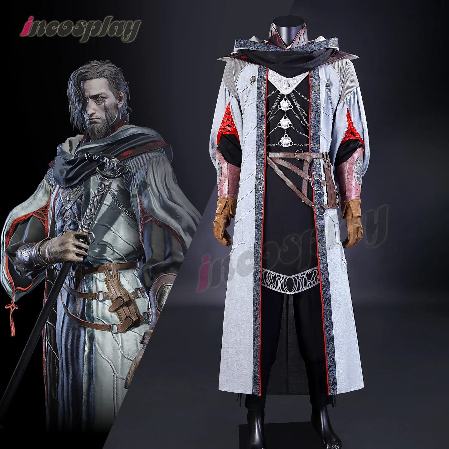 

Костюм для косплея персонажа игры Elden Ring: мужской нарядный комплект (топ, брюки, пальто, перчатки), униформа для Хэллоуина, праздничный костюм, пошив на заказ