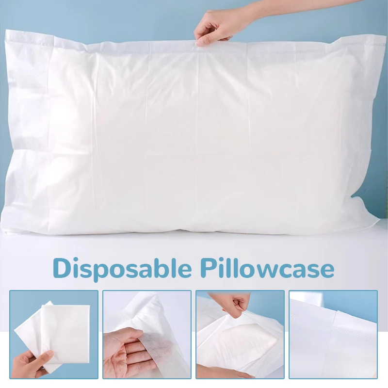 Disposable Non Woven Pillow Covers Soft Sanitary Hypoallergenic Pillowcases Protector for Hotel Homestay Travel Salon Household