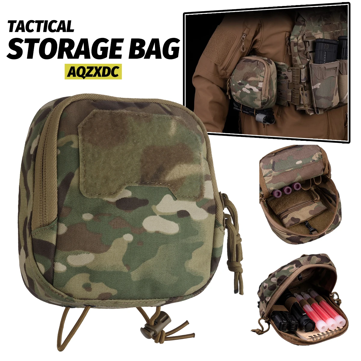 

Tactical Tool Bag with Elastic Rope Multi Molle AG Universal Waist Bag for Airsoft Shooting Hunting Equipment EDC Storage Bag