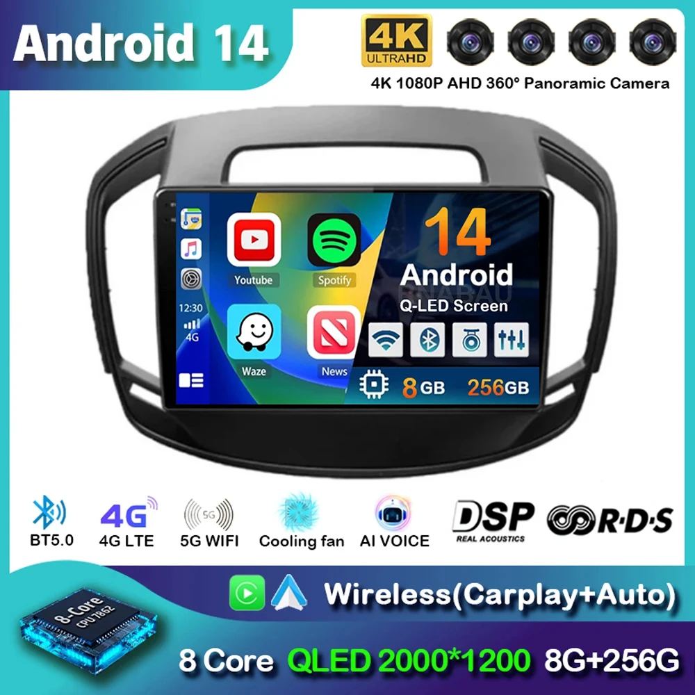 

Android 14 Carplay Auto Car Radio For Opel Insignia For Buick Regal 2014 -2017 Car Multimedia Video Player GPS Head Unit Stereo