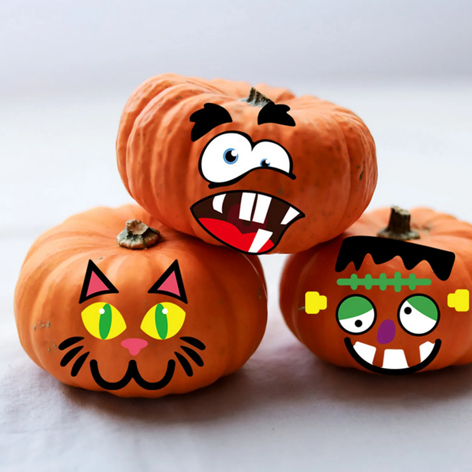 8 Sheets Pumpkin Decorating Craft Stickers Make Your Own Jack-O-Lantern Face Decorations Decals for Halloween Trick or Treat Par