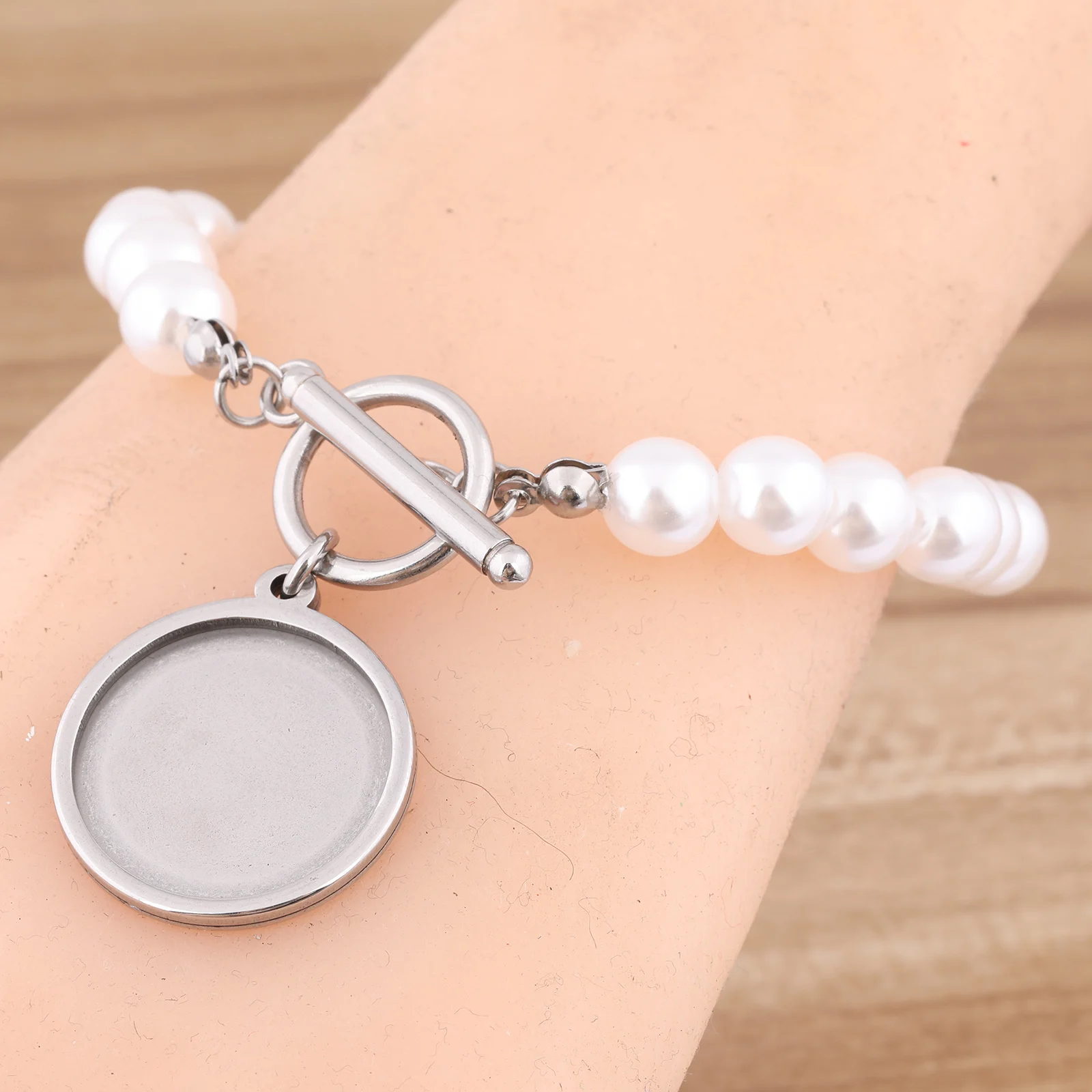 3pcs Stainless Steel Pearl Bracelet Base Blanks 20mm Cabochon Bracelets Bezel Setting Trays Diy Jewelry Making Kit Accessories