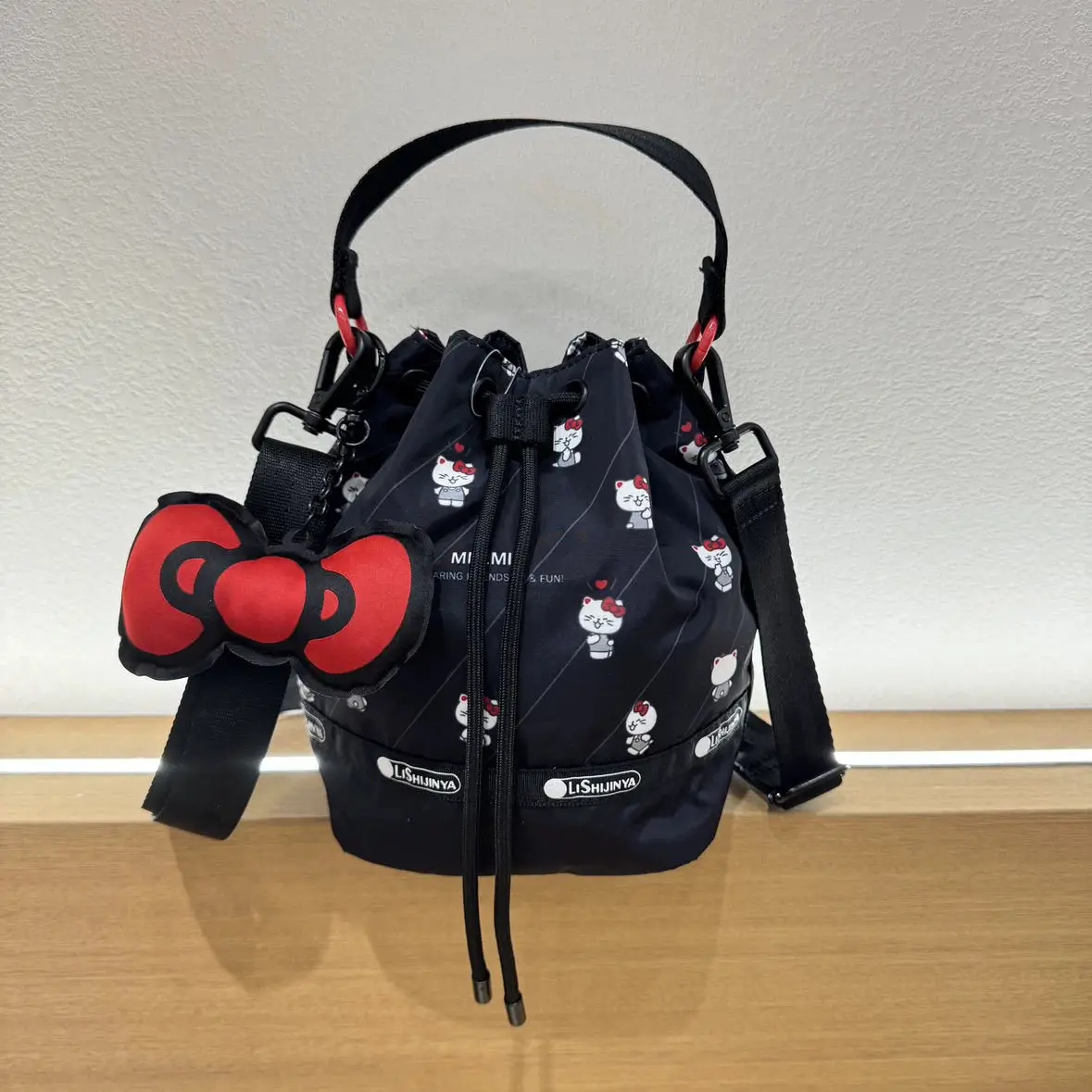 귀여운 활 고양이 만화 Hellokitty 여성용 가방 크로스 바디 백 통근 배낭 캐주얼 원 숄더 핸드백