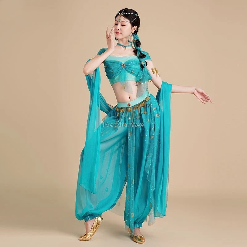 

2025 cos new ethnic style women dunhuang dance costume indian women's clothing exotic style yarn vest long pants 2 piece set