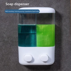 500/1000ML Wall Mounted Manual Press Soap Shampoo Hotel Shower Gel Container Bottle Single/Double Head Bathroom Liquid Dispenser