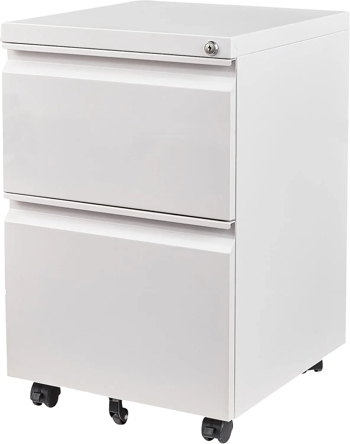 2-drawer lockable filing cabinet, metal office mobile filing cabinet with rolling wheels, suitable for A4/letter/legal documents