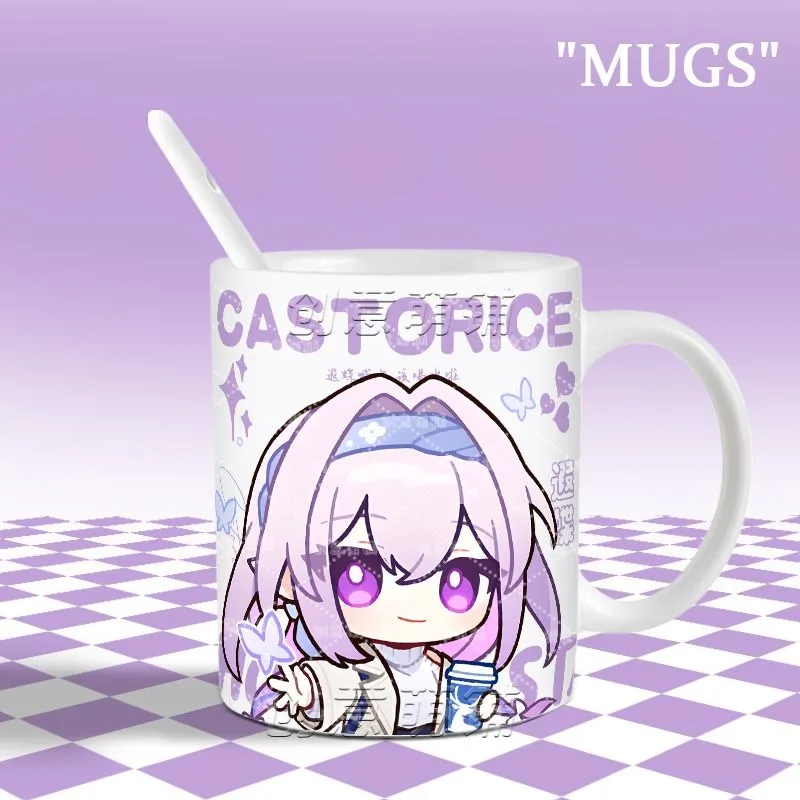 Anime Honkai: Star Rail X Luckin Coffee Castorice Phainon 2025 Cosplay Kubek Ceramiczny z Nadrukiem na Kawę, Herbatę Mleczną, Sok, Prezent