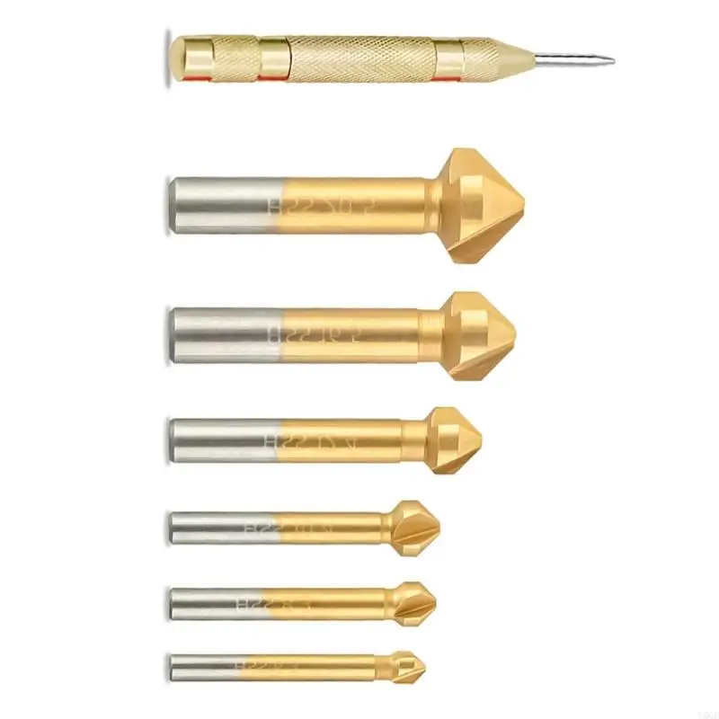 Y5GD 6 / 7PCS CounterSink Chanfread Bit Bit, 5 flûtes à 90 degrés Countering