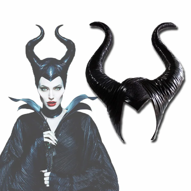 هالوين Maleficent القرن الساحرة أسود طويل القبعات فيلم شيطان الشر الملكة بريق الشعر هوب القوطية تأثيري حلي فتاة الهدايا