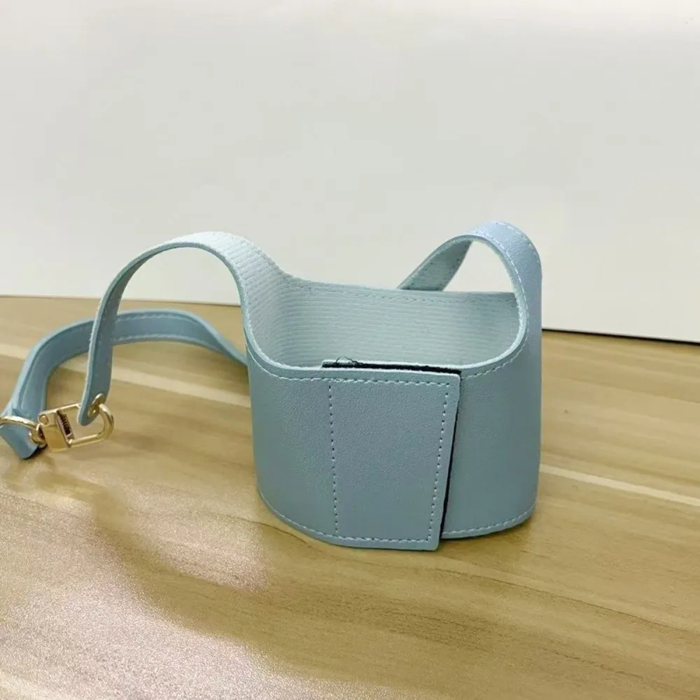 Portable Design Leather Cup Cover Insulating Function PU Cup Holder Carrying Strap Universal Fit Water Bottle Sleeve