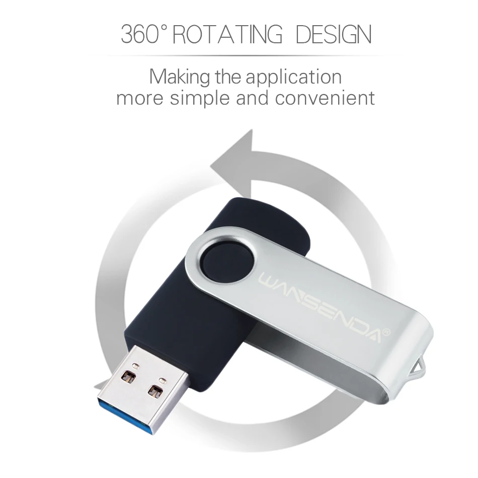 WANSENDA USB 3.0-Flash-Laufwerk Thumbdrive 256 GB 128 GB 64 GB 32 GB 16 GB 8 GB Pendrive Tragbarer schwenkbarer Memory Stick FlashDisk
