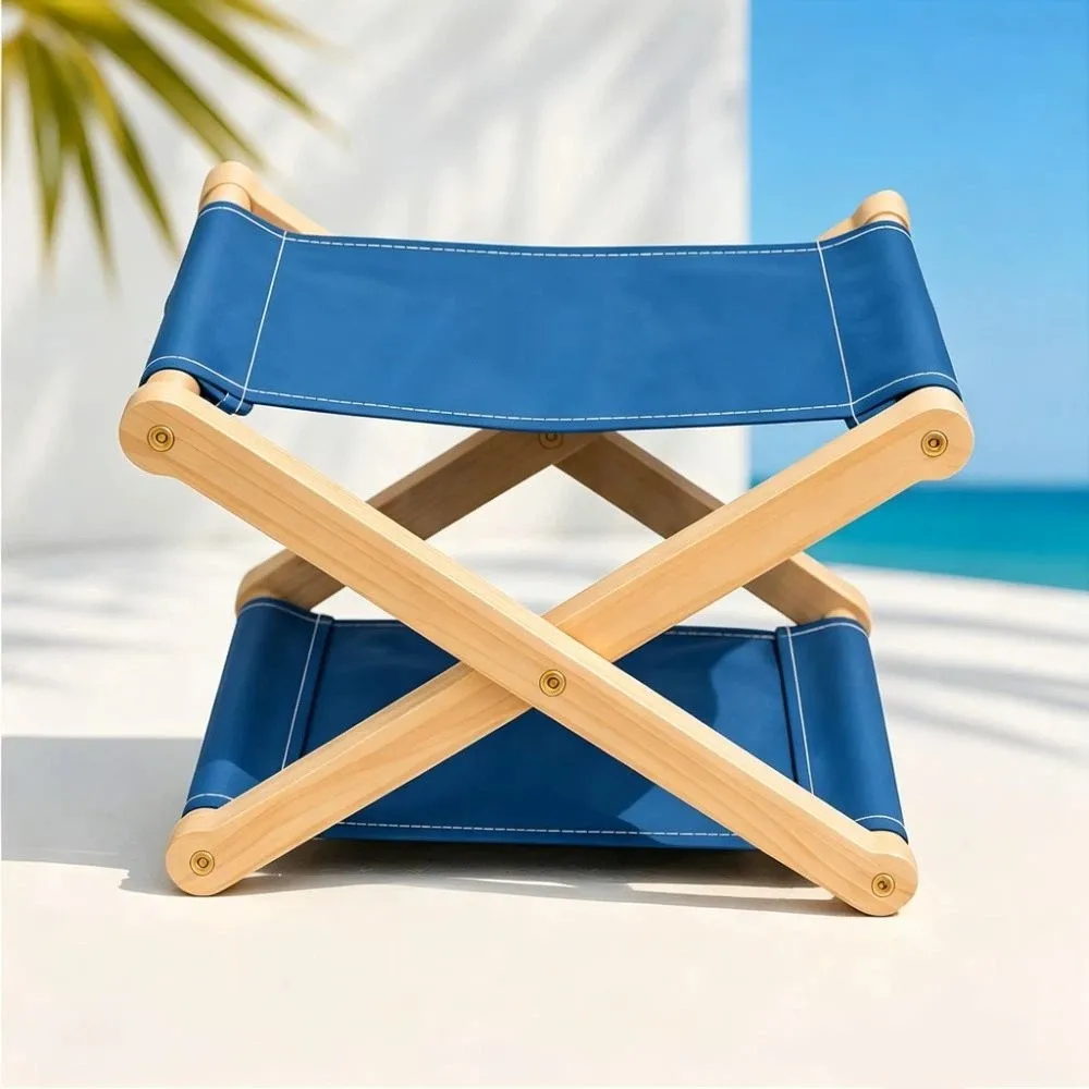 Compact Folding Wooden Beach Pillow UV Resistant Ergonomic Outdoor Camping Neck Pillow Adjustable Height Sunbathing