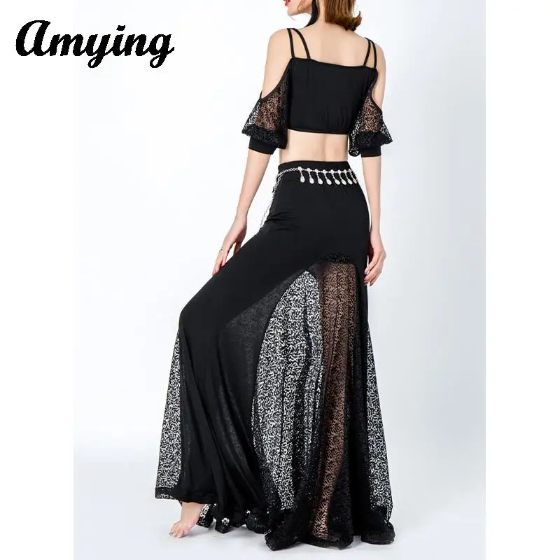 Belly Dance Costume Set Ladies Practice Suit Women Indian Dance Performance Clothing New Sexy Long Sleeved Top+Long Skirt Set