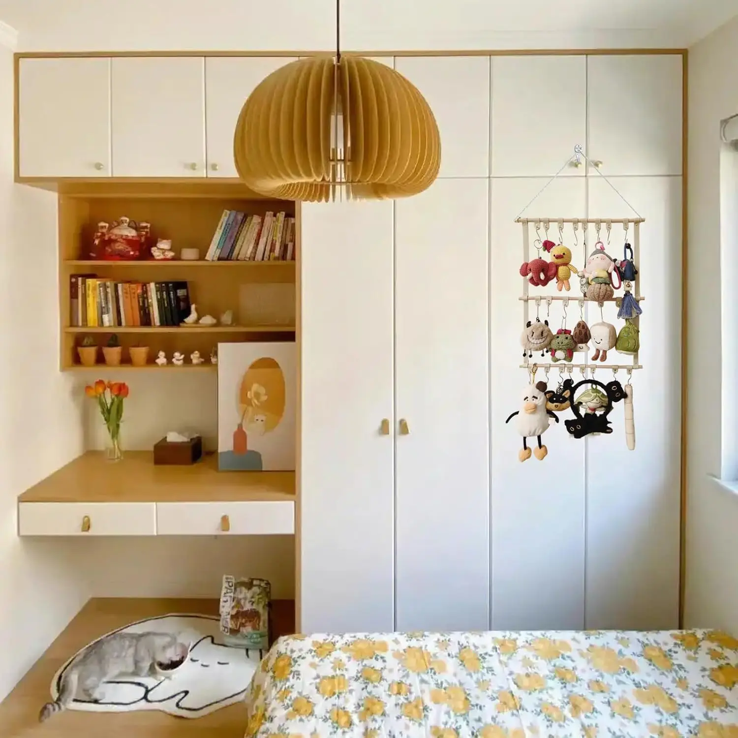 Hanging Display Storage Shelves Detachable Doll Organizer for Plush Collectors, Over Door Organizer for Bedroom Home Beige 1pc view 4
