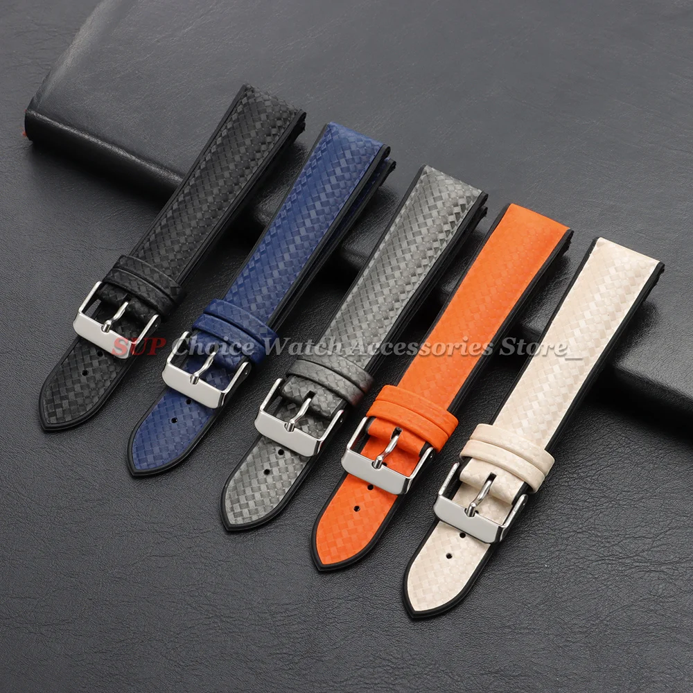 20mm Nylon Sailcloth Rubber Hybrid Watch Strap Men Women Silicone Waterproof Watch Band for Seiko for Omega Orange Blue Bracelet