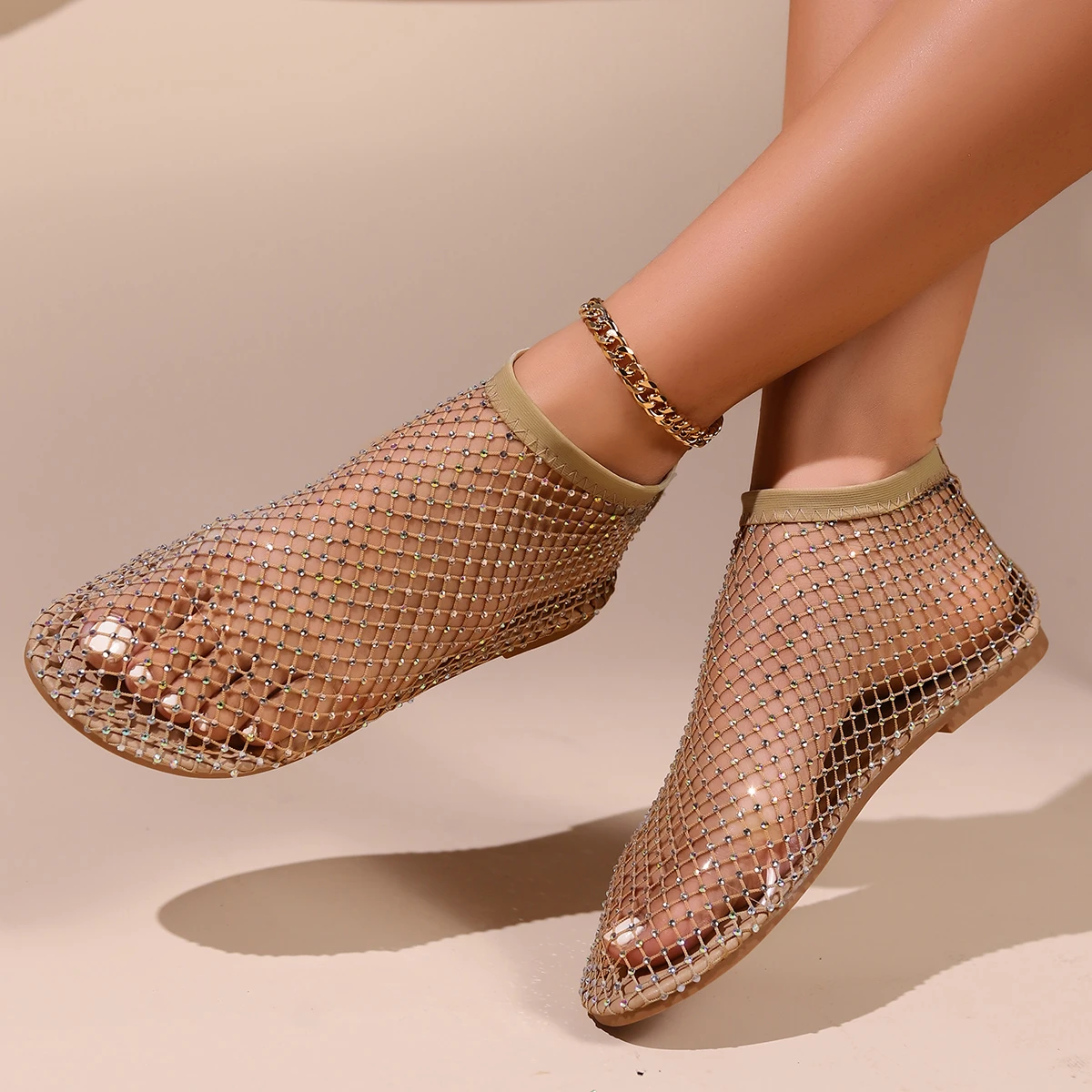 New Summer Breathable Hollow Rhinestone Sandals Boots Pullover Toe Feet Plus Size Fashion Versatile Sandals Women\'s Shoes