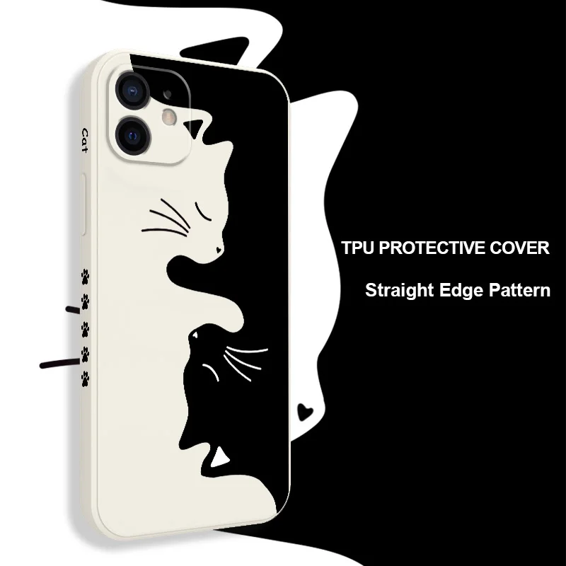 

Cute Hug Cat Phone Case For iPhone 12 11 X XR XS 8 7 SE2 Plus Pro Max Mini Silicone Cover