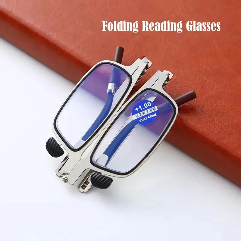 2026 Anti-Blaulicht Faltbare Lesebrille für Herren Augenschutz Handyhalter Optische Brille Ultraleichte Metallbrille – Detail 3