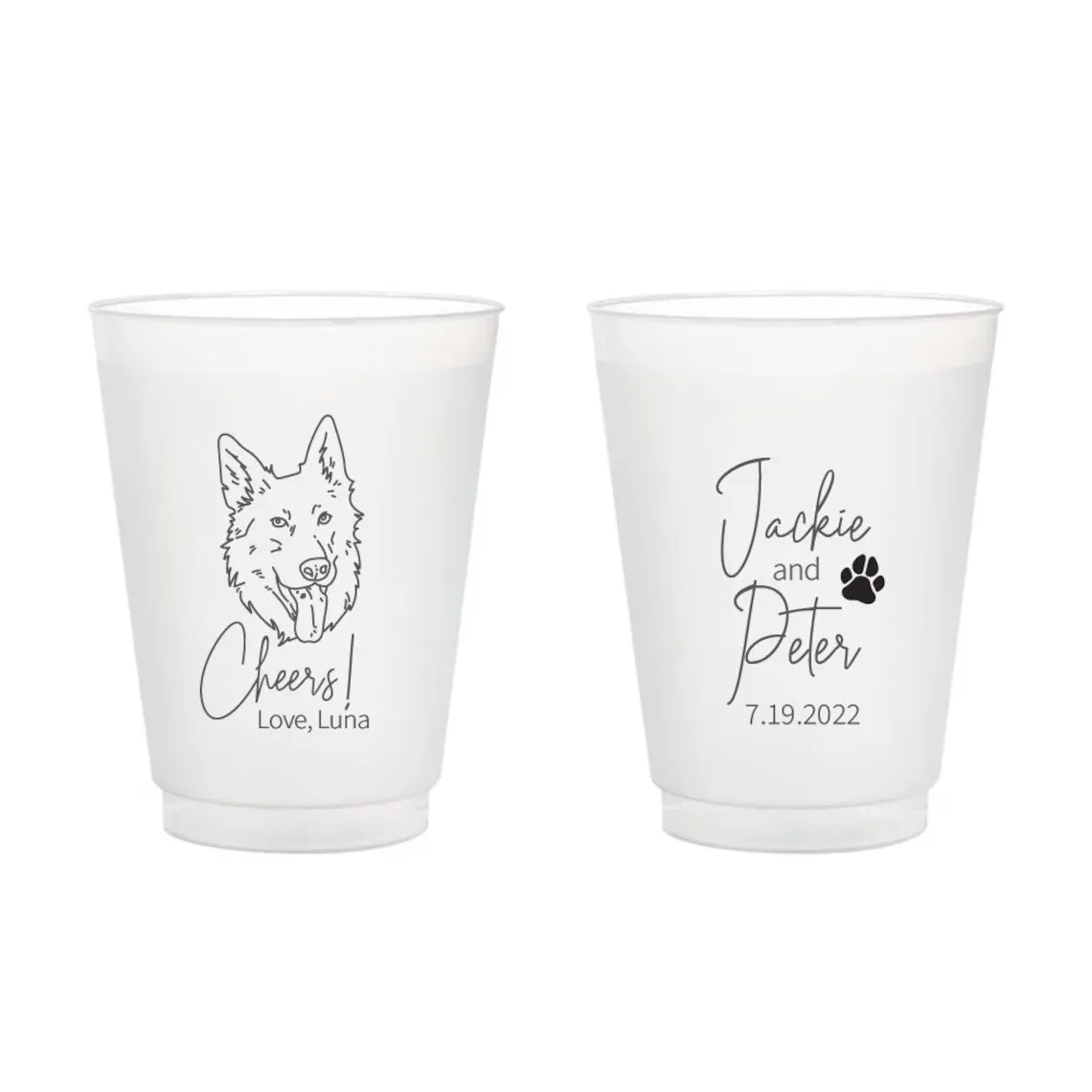 

Pet Wedding Frosted Cups, Dog Wedding Frosted Cups, Pet Wedding Plastic Cup, Dog Wedding Plastic Cups, Custom Wedding Frosted Cu