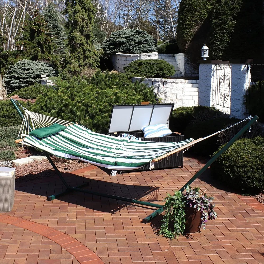 

Rope Hammock with Stand – 275 lb Capacity, Includes 12 ft Frame, Spreader Bar, Pad & Pillow for Outdoor Use