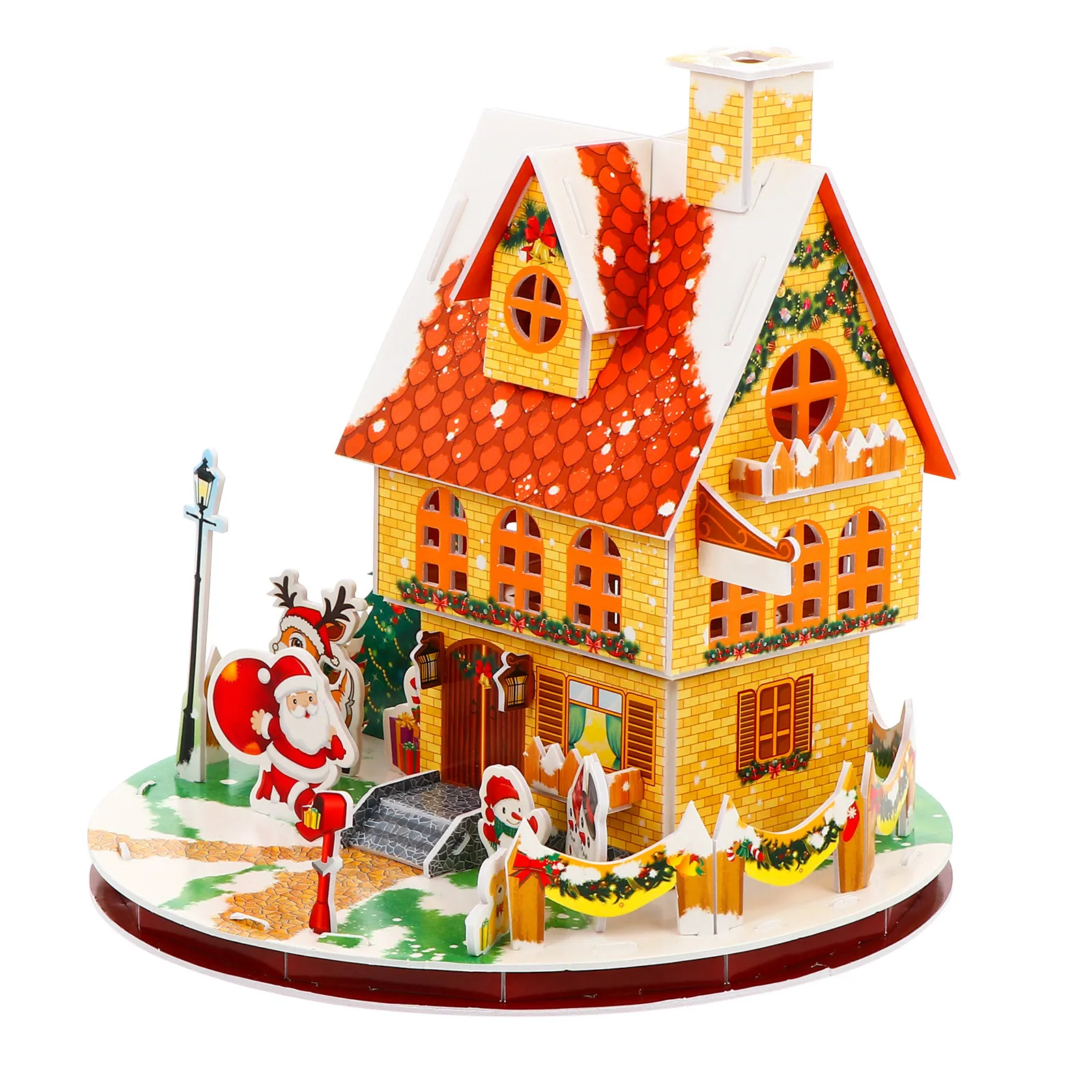 

1Set 3D Christmas Cabin Puzzle Christmas Theme DIY Xmas Jigsaw Kids Paper Puzzle Holiday Gift Parent-Child Activity