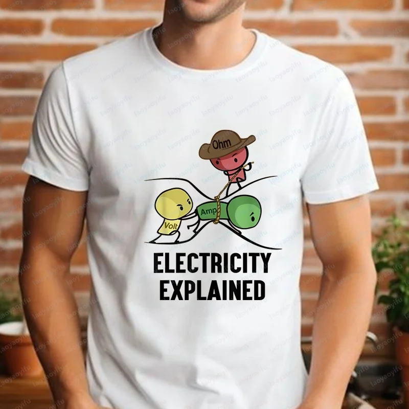 Electricity Explained Electricity Explained - Electricity Physics Short-sleeved Men's Women's Round-neck Comfortable T-shirt