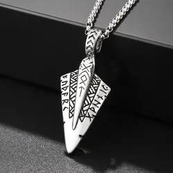 Vintage Viking Rune Spear Pendant Charm Men's Necklace Fashion Christmas Valentine's Day Gift Protector Jewelry Accessories