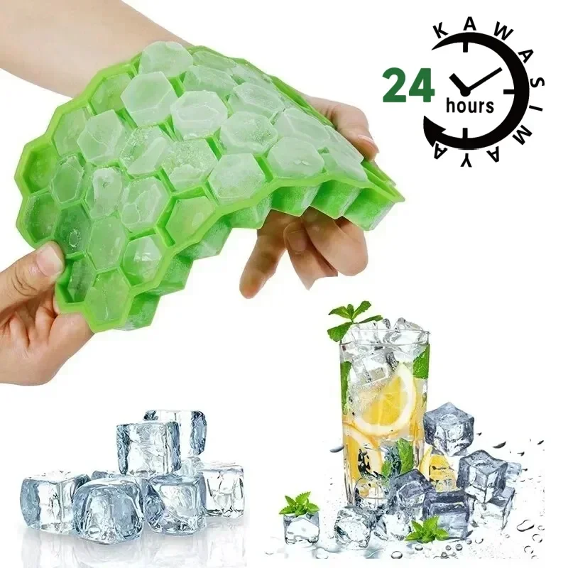 Neue 37-Hohlraum-Eiswürfelform, wiederverwendbare Silikon-Eiswürfelform, BPA-frei, Eismaschine mit Deckel, DIY-Eis am Stiel-Form, Eiswürfelschalen