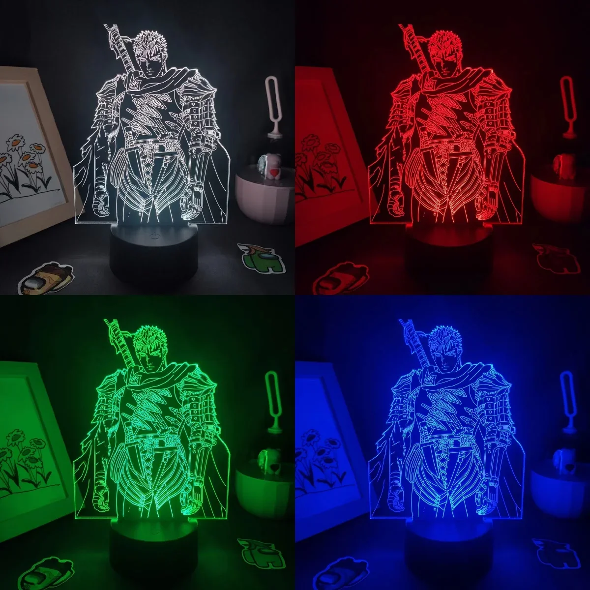 16 Colors 3D Lamps Anime Berserk Guts LED Action Figure Night Lights Gift for Friend Bedroom Manga Coffee Table Desk Decoration