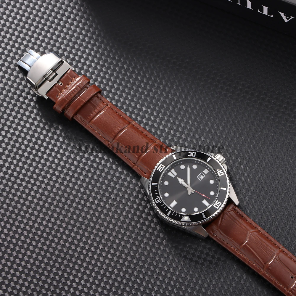 18mm 20mm 22mm 24mm cinturino per orologio in vera pelle con fibbia a farfalla per Omega per Seiko sgancio rapido per Rolex uomo donna cinturino