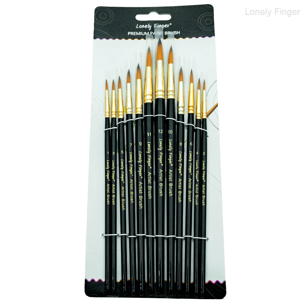 

Набор кистей для рисования, 12 шт. акварельных кистей с мягкими нейлоновыми заостренными круглыми кончиками, художественные кисти для акрила, масла, акварели G