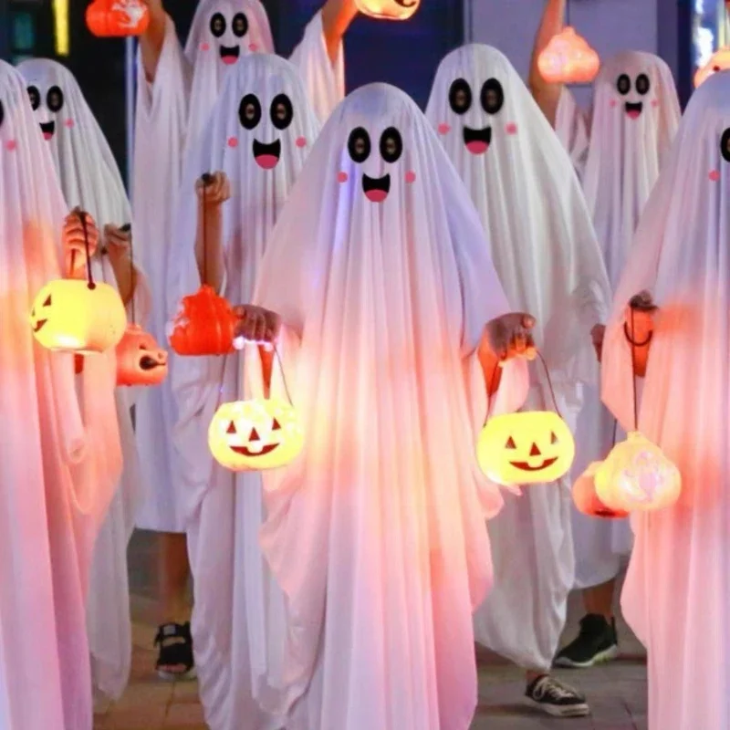 

Halloween New Cosplay Costume Horror Fright Ghost Smiley Face Black Eye Cloak Adult Children Stage Performance Cosplay Costume